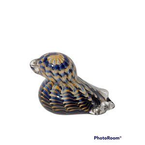 The Glass Forge Hand Blown Glass Signed Blue Duck Paperweight 4" 2021